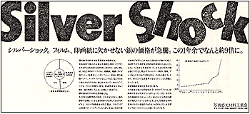 [写真]シルバーショックのときの写真感光材料工業会の広告日本経済新聞 1980年（昭和55年）2月