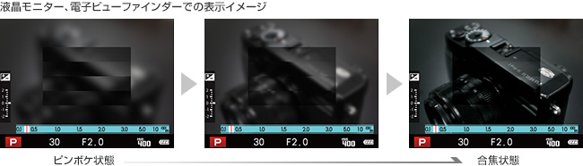 [写真] 液晶モニター、電子ビューファインダーでの表示イメージ
