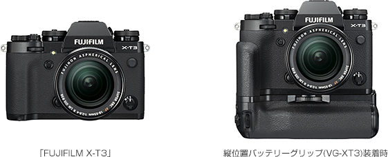 [写真]「FUJIFILM X-T3」／縦位置バッテリーグリップ（VG-XT3）装着時